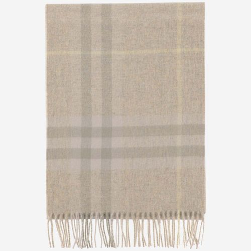 Cashmere Scarf With Check Pattern - Burberry - Modalova