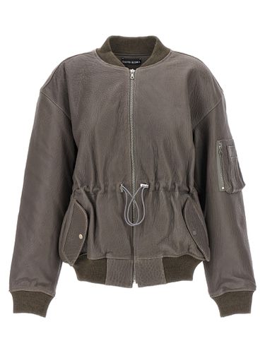 Oversize Leather Bomber Jacket - David Koma - Modalova