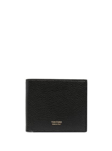 Bi-fold Wallet With Gold-colored Embossed Logo In Grainy Leather Man - Tom Ford - Modalova