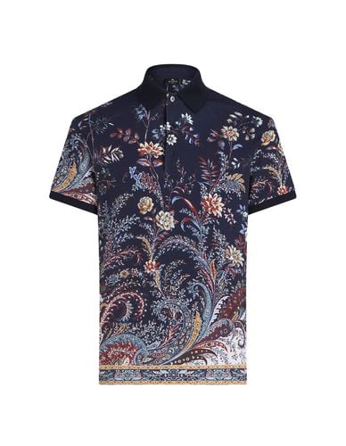 Navy Floral Paisley Polo Shirt - Etro - Modalova