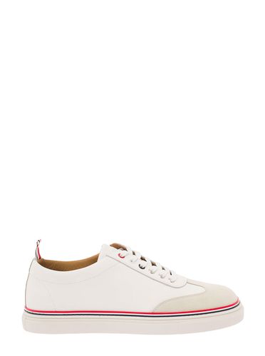 Low Top Sneakers With Suede And Tricolor Detail In Leather Man - Thom Browne - Modalova