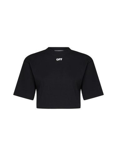 Off Stamp Ribbed Cropped T-shirt - Off-White - Modalova