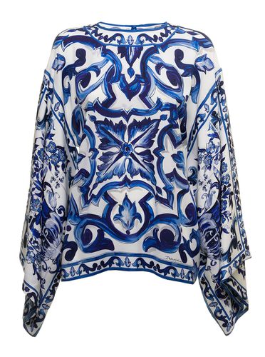 Womans Maiolica Printed Silk Shirt Blouse - Dolce & Gabbana - Modalova
