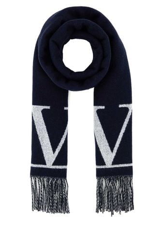 Midnight Blue Wool Blend Scarf - Valentino Garavani - Modalova