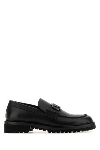 Black Leather Vlogo Signature Loafers - Valentino Garavani - Modalova