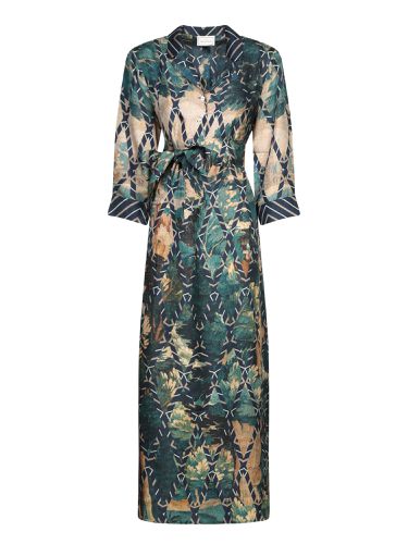 Turquoise Patterned Silk Chemisier Dress - Pierre-Louis Mascia - Modalova