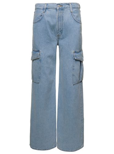 Mika Light Blue Cargo Jeans With Wide Leg In Stretch Cotton Denim Woman - AGOLDE - Modalova