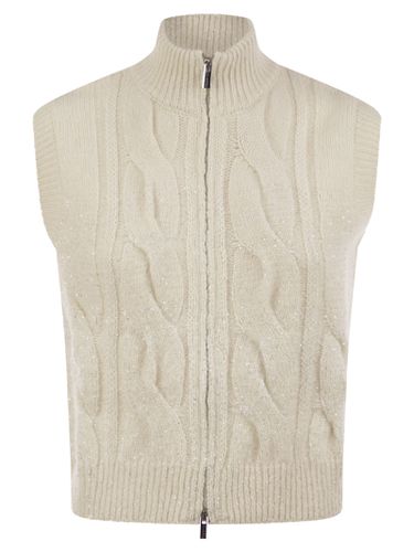 Cable Zip Vest In Alpaca Wool - Peserico - Modalova