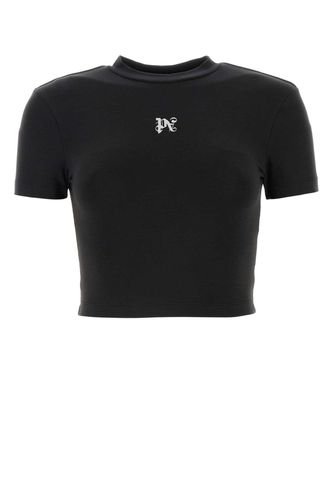 Black Stretch Cotton Blend T-shirt - Palm Angels - Modalova