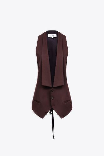 Gilet Brown oversized waistcoat with squared shawl collar - MM6 Maison Margiela - Modalova