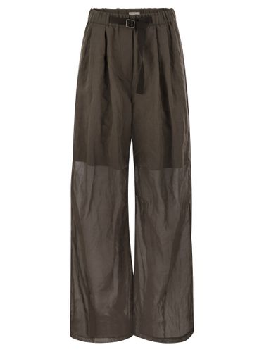 Ergonomic Loose Cotton Organza Trousers With Belt - Brunello Cucinelli - Modalova