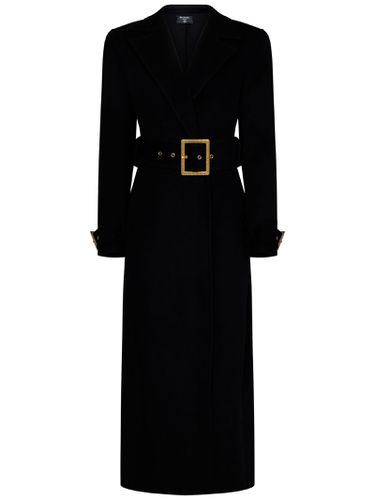 Long Maxi Belted Coat With Branded Buckle - Balmain - Modalova