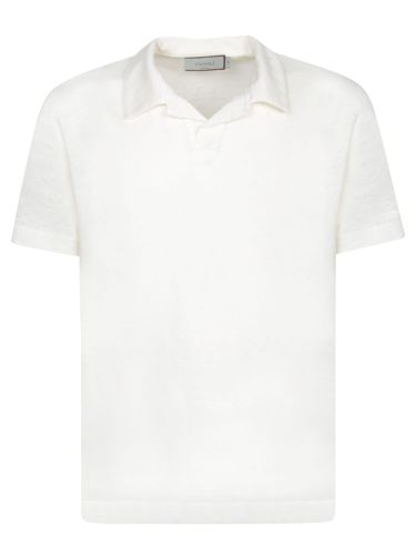 Canali White Linen Polo Shirt - Canali - Modalova