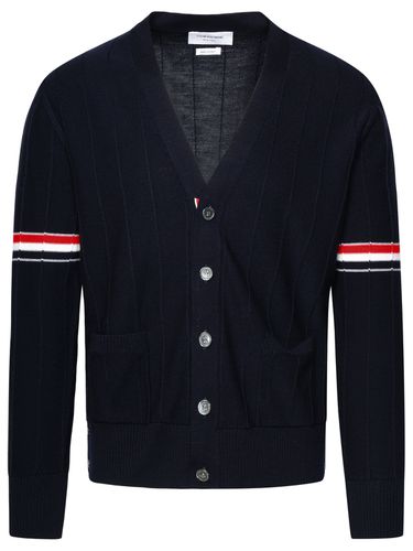 Navy Virgin Wool Cardigan - Thom Browne - Modalova