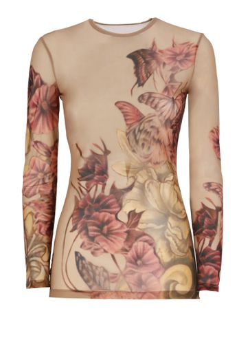 Floral Tattoo Print T-shirt - Alberta Ferretti - Modalova