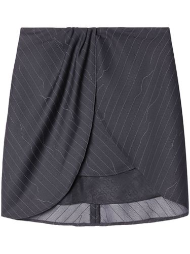 Dark Pinstripe Draped Miniskirt - Off-White - Modalova