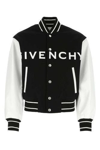 Two-tone Wool Blend And Leather Bomber Jacket - Givenchy - Modalova