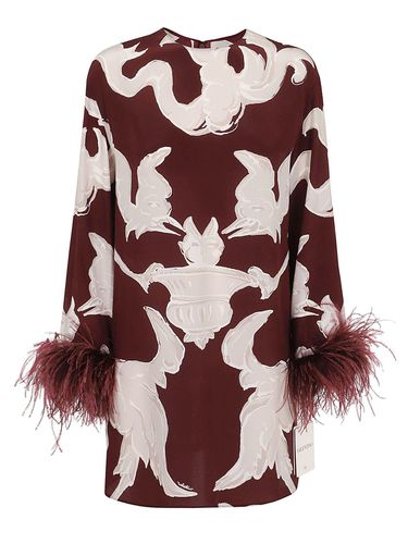 Feather-trim All-over Patterned Mini Dress - Valentino Garavani - Modalova