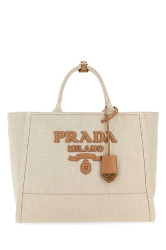 Prada Sand Canvas Shopping Bag - Prada - Modalova