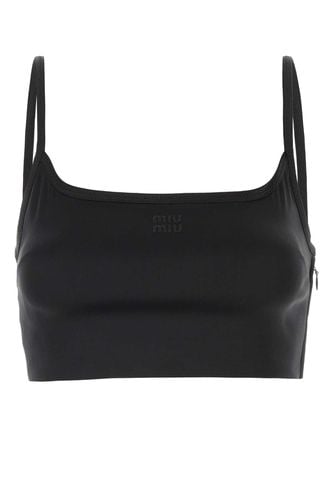 Black Stretch Satin Crop-top - Miu Miu - Modalova