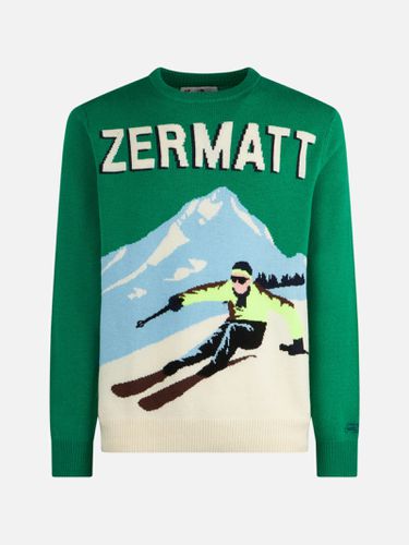 Man Crewneck Sweater With Zermatt Postcard Jacquard Print - MC2 Saint Barth - Modalova