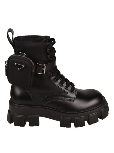 Prada Strapped Pouch Combat Boots - Prada - Modalova