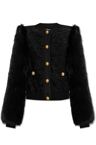 Buttoned Straight Hem Faux-fur Jacket - Balmain - Modalova