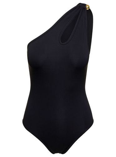 Black Mono-shoulder Swimsuit With Golden Detail In Polyamide Woman - Bottega Veneta - Modalova