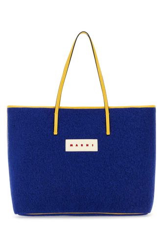 Blue Felt Small Janus Shopping Bag - Marni - Modalova
