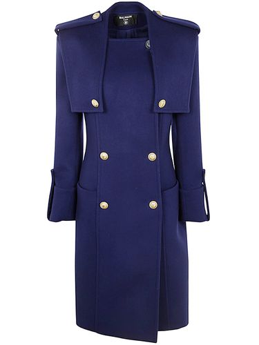 Buttoned Wool & Cashmere Trench Coat - Balmain - Modalova