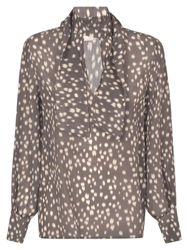 True Royal Printed Scarfed Blouse - True Royal - Modalova