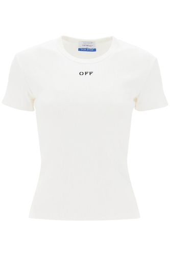 Ribbed T-shirt With Off Embroidery - Off-White - Modalova