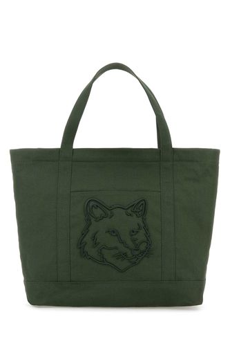 Dark Green Canvas Big Shopping Bag - Maison Kitsuné - Modalova