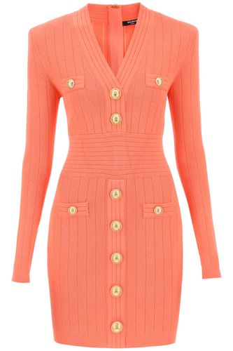 Knit Minidress With Embossed Buttons - Balmain - Modalova