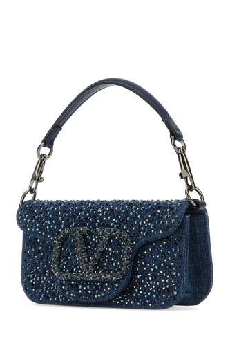 Embellished Denim Small Locã² Handbag - Valentino Garavani - Modalova