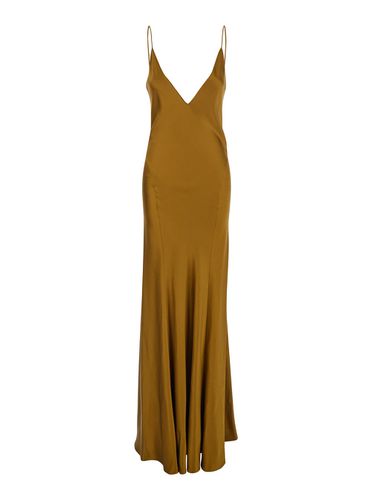 Long Olive Slip Dress In Silk Woman - Saint Laurent - Modalova