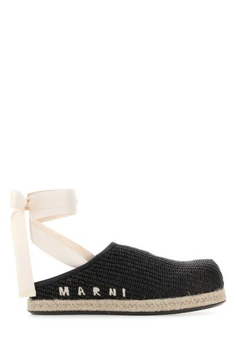 Marni Black Raffia Slippers - Marni - Modalova