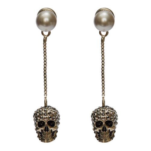 Skull Earrings With Pave And Chain - Alexander McQueen - Modalova