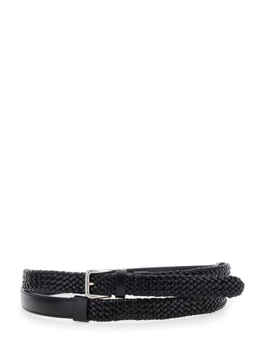 Belt With Buckle Closure And Interwoven Design In Leather Man - Dolce & Gabbana - Modalova