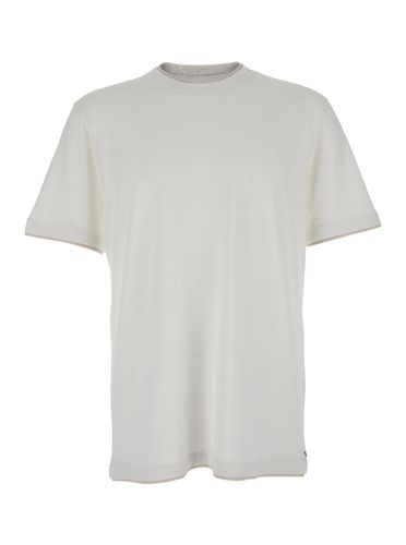 Crewneck T-shirt With Layered Collar In Cotton Man - Eleventy - Modalova