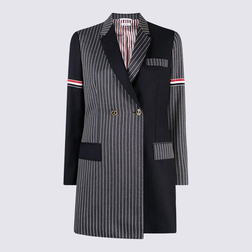 Navy And White Wool Blazer - Thom Browne - Modalova