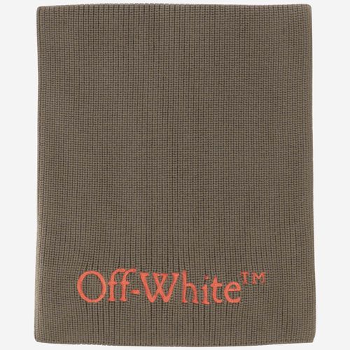 Wool And Cashmere Scarf With Logo - Off-White - Modalova