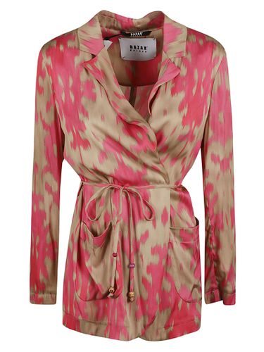 Printed Belted Cardi-coat - Bazar Deluxe - Modalova