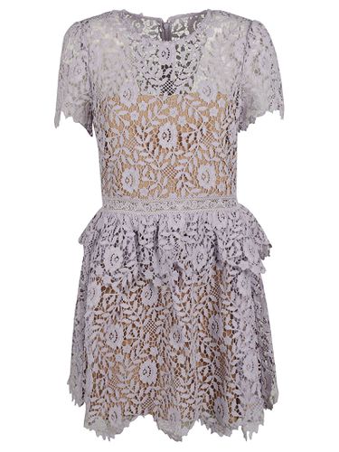 Lilac Rose Lace Peplum Mini Dress - self-portrait - Modalova