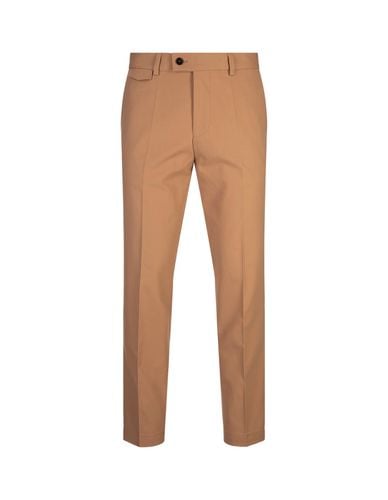 Camel Stretch Cotton Tapered Trousers - Hugo Boss - Modalova