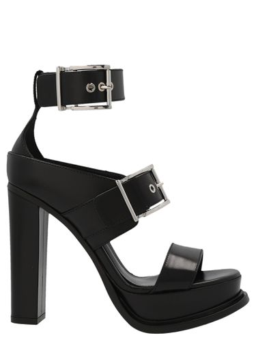 Platform Sandal With Buckles In Black And Silver - Alexander McQueen - Modalova