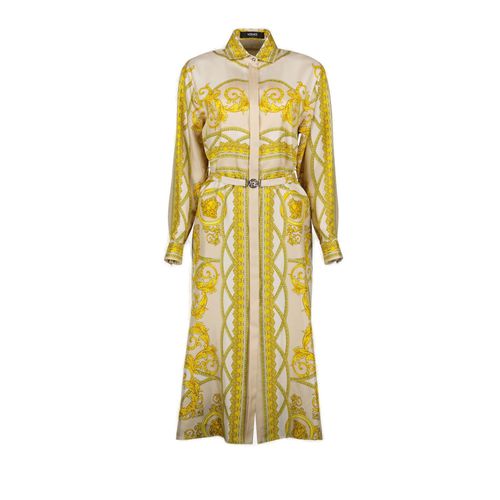 Barocco-printed Long-sleeved Midi Dress - Versace - Modalova