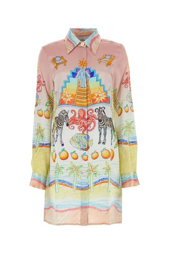 Printed Satin Shirt Dress - Casablanca - Modalova