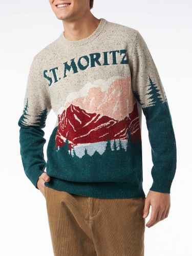 Crewneck Donegal Sweater Heron With St. Moritz Postcard Jacquard - MC2 Saint Barth - Modalova