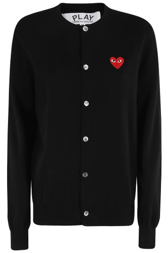 Round Neck Cardigan Red Emblem - Comme des Garçons Play - Modalova